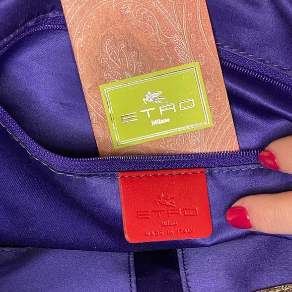 Etro Large Brown Shoulder Bag With Large Pegasus Turn Lock - Picture 10 of 17